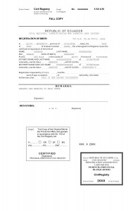 Spanish birth certificate translation